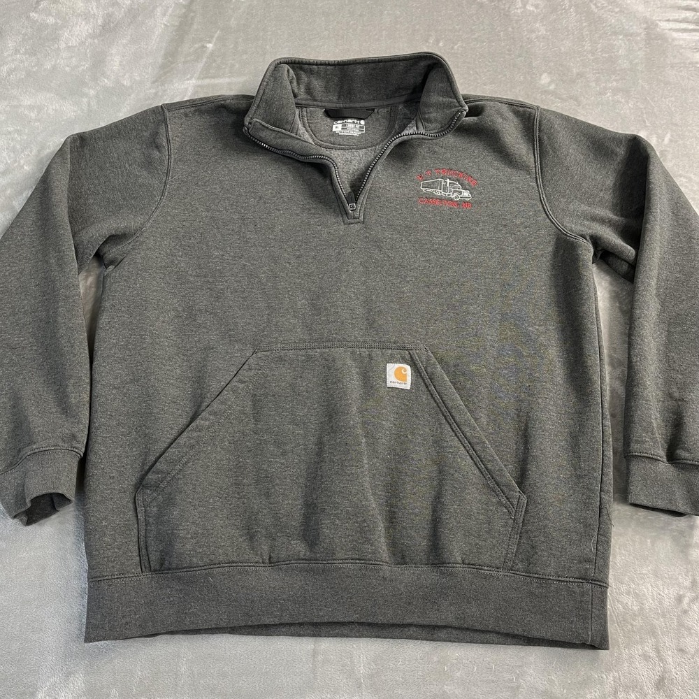 Carhartt Sweatshirt Mens XL Gray 1/4 Zip Mock‎ Neck Fleece Workwear Outdoor